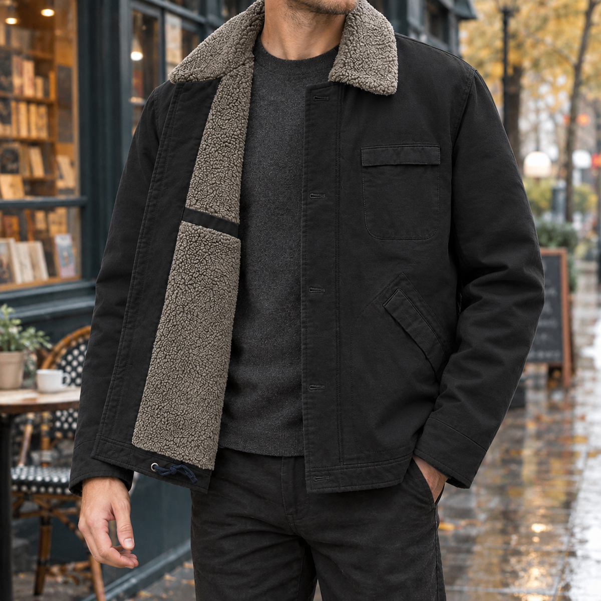 Men's Cashmere Blend Jacket – Relaxed Winter Jacket