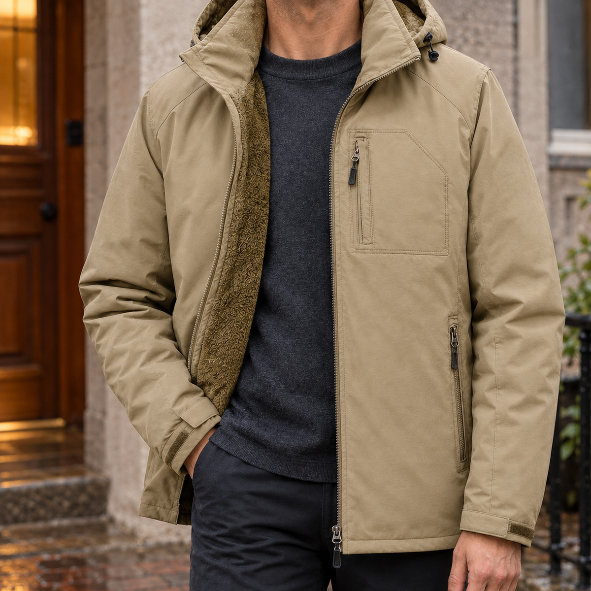 Men's Hooded Fleece Lined Jacket – Winter Jacket