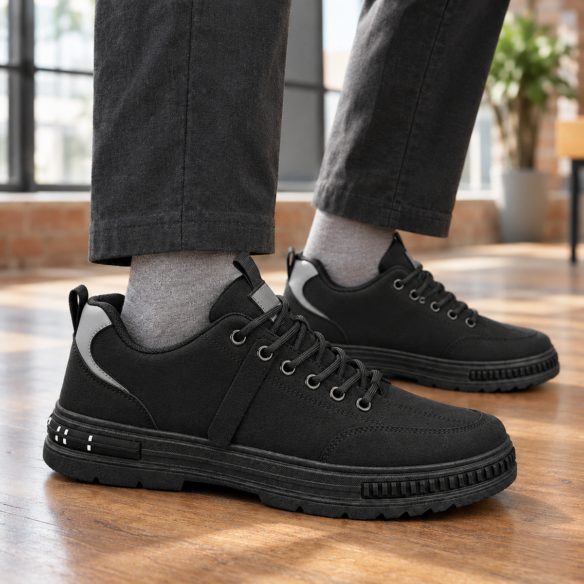 Men's Leather Look Platform Trainers – Chunky Sole Trainers