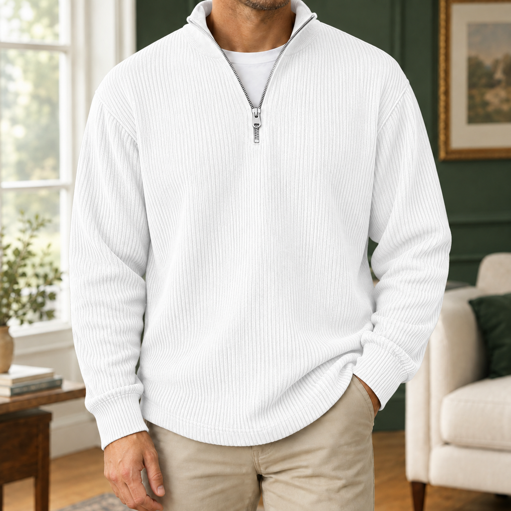 Men's Ribbed Quarter Zip Jumper – Winter Knitwear