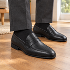 Men's Leather Look Penny Loafers – Smart Slip-On Shoes