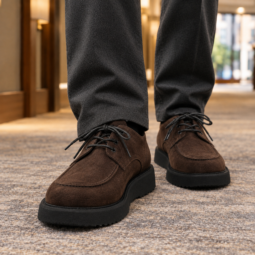 Men's Platform Leather Look Derby Shoes – Smart Everyday Shoes