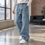 Men's Wide Leg Cotton Trousers – Relaxed Fit Trousers