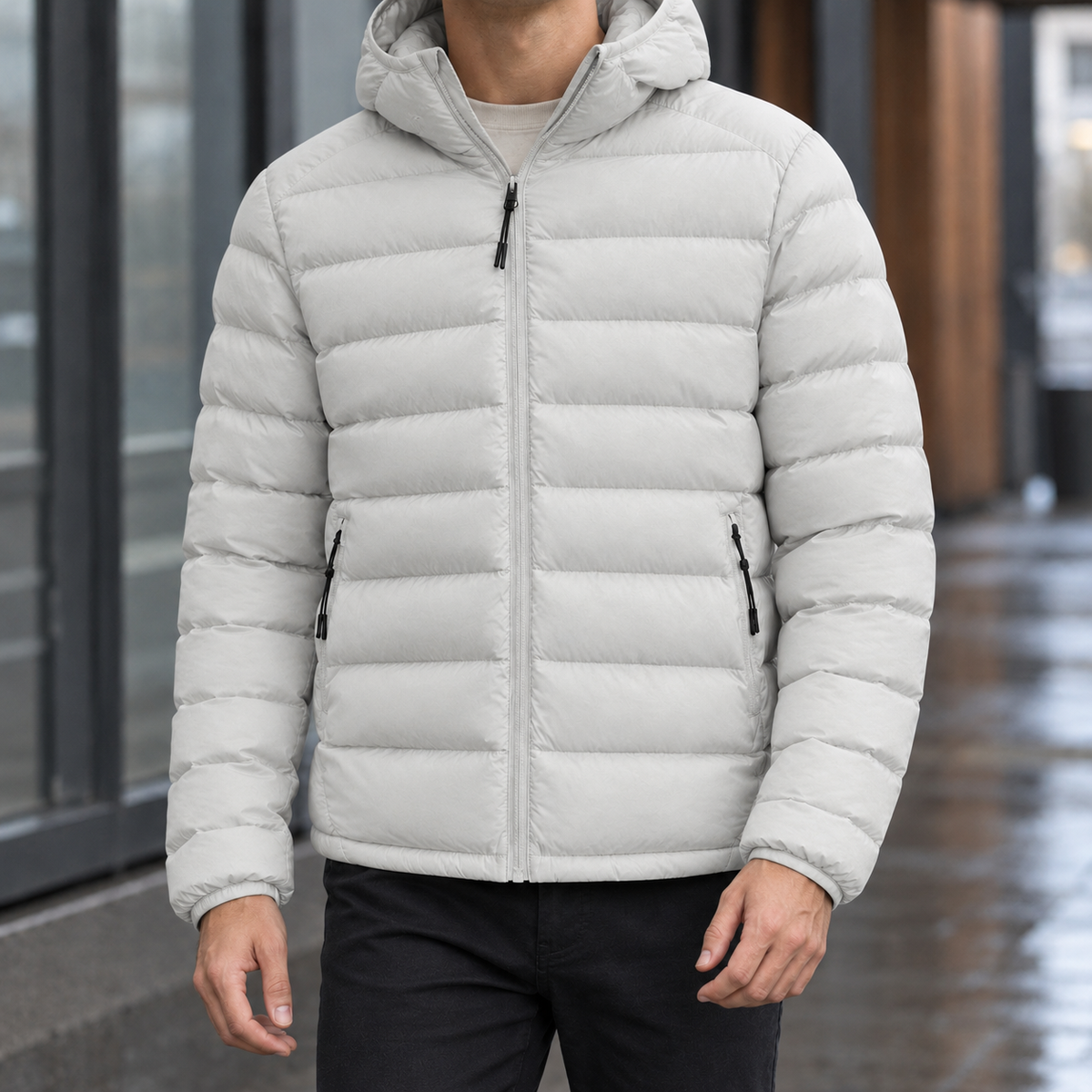 Men's Hooded Puffer Jacket – Padded Winter Coat