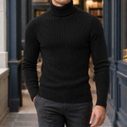 Men's Cable Knit Roll Neck Jumper – Slim Fit Winter Knitwear