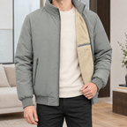 Men's Stand Collar Jacket with Plush Lining – Winter Jacket