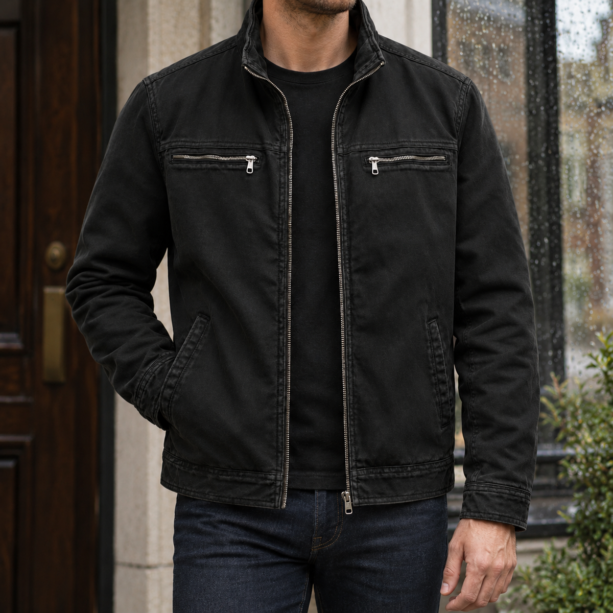 Men's Washed Cotton Blend Jacket – Casual Layer