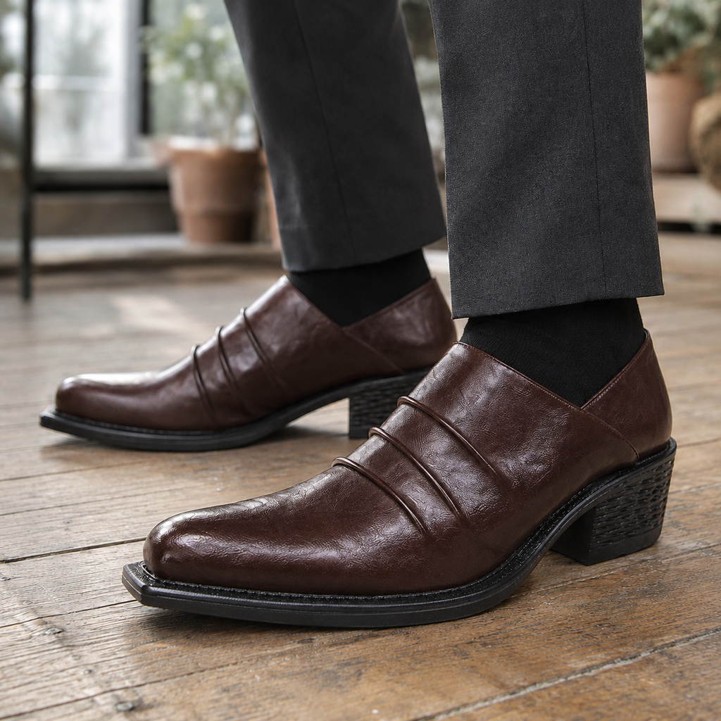 Men's Leather Block Heel Shoes – Smart Occasion Shoes