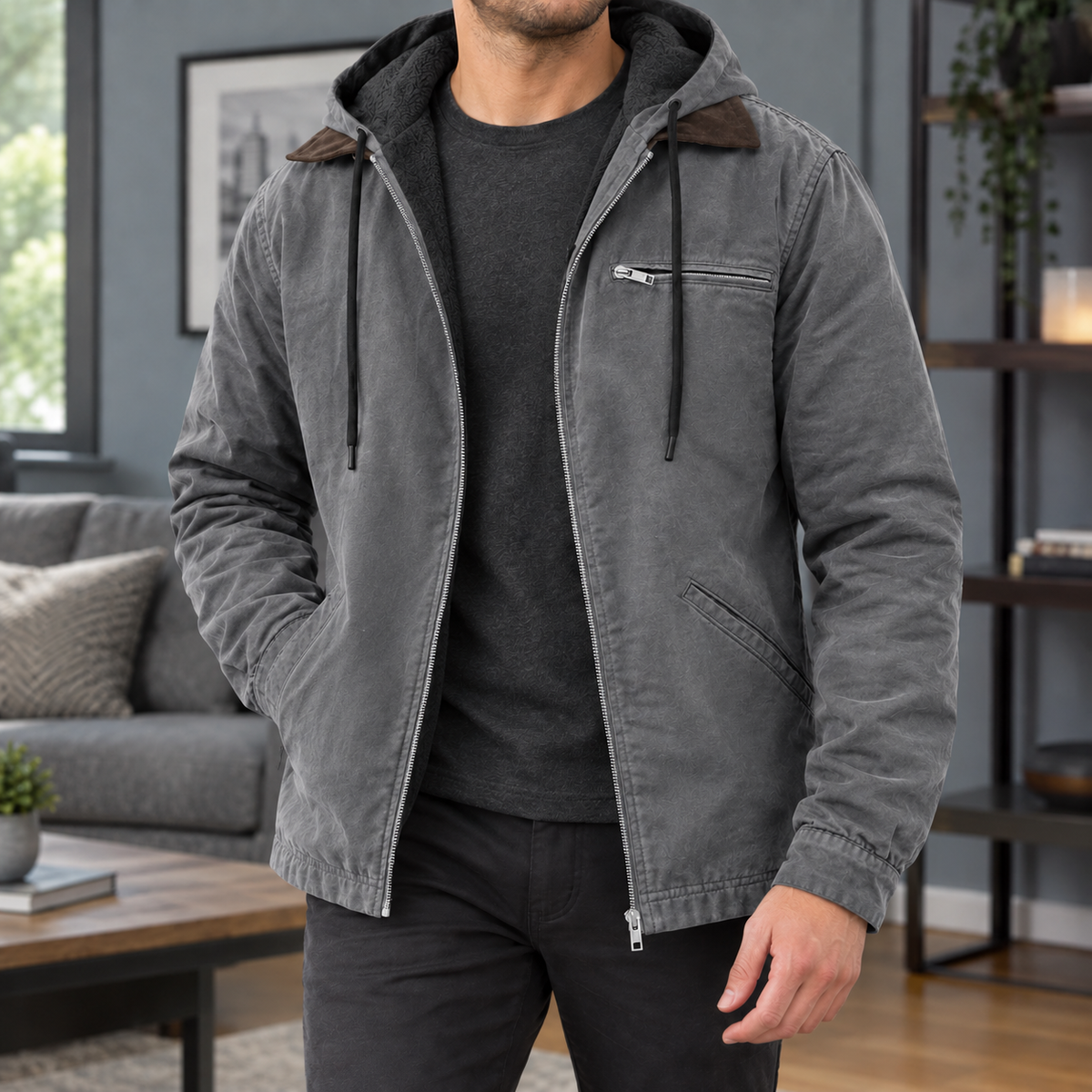 Men's Hooded Jacket – Fleece Lined Winter Jacket