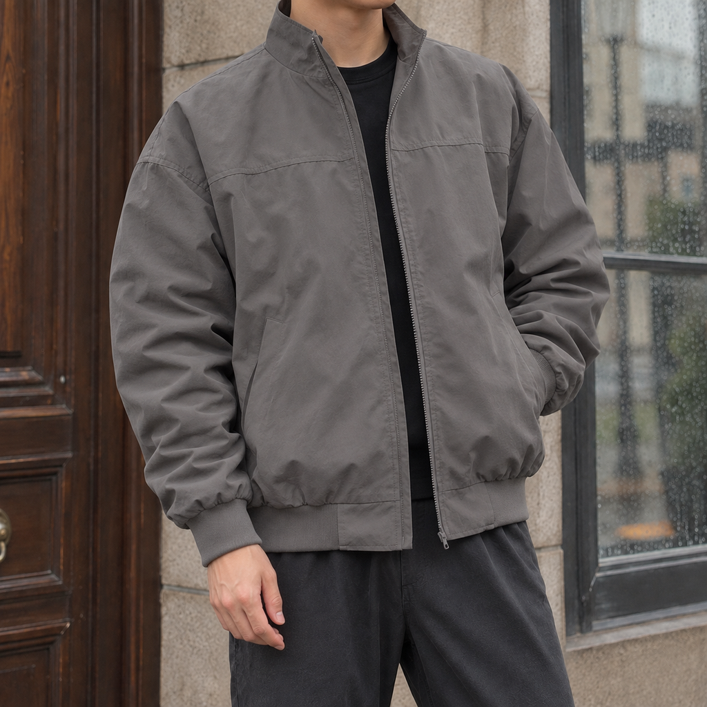 Men's Stand Collar Jacket – Soft Woven Winter Jacket