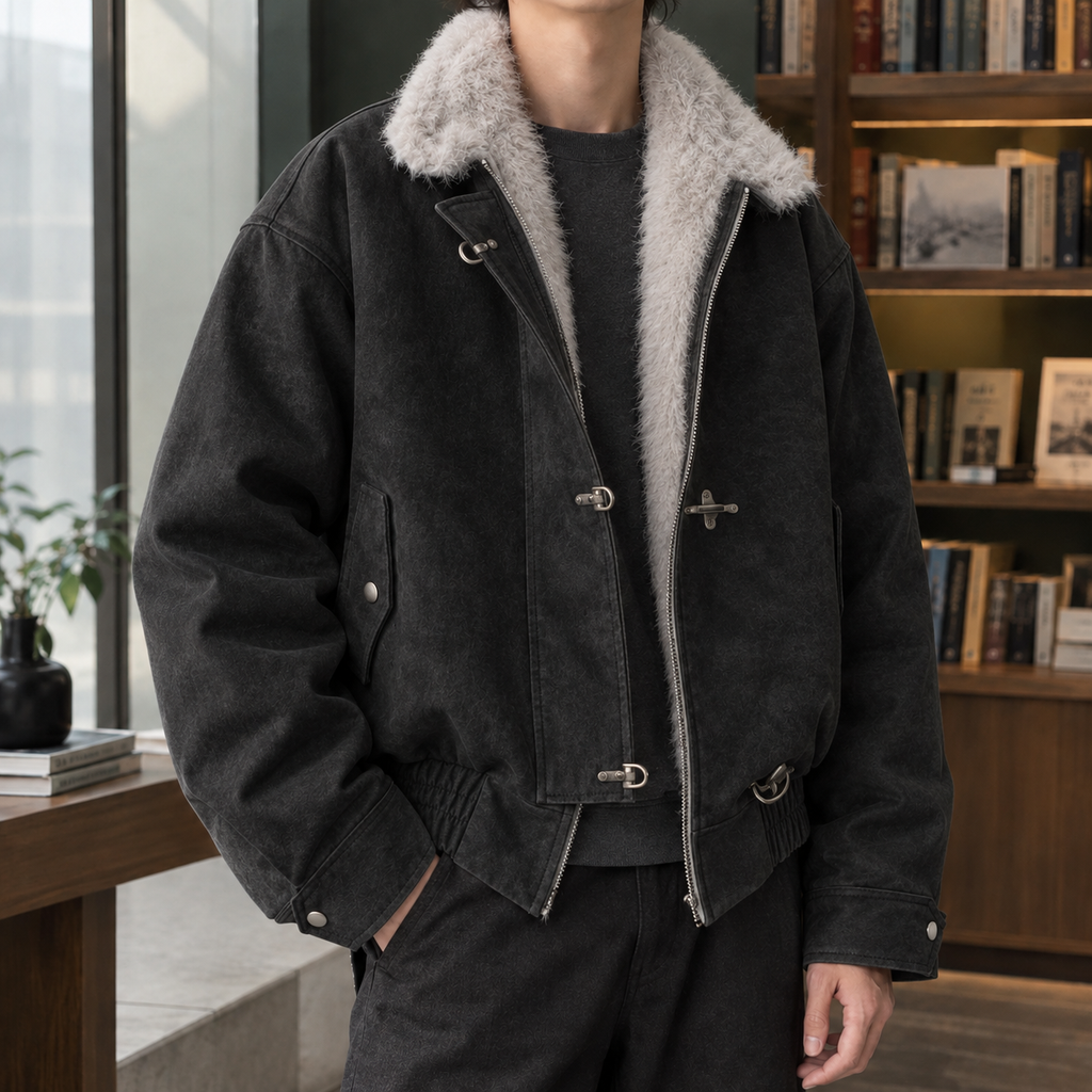 Men's Toggle Jacket – Oversized Collar Winter Layer