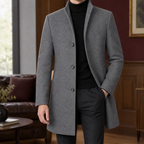 Men's Wool Blend Single Breasted Overcoat – Long Winter Coat