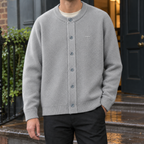 Men's Textured Knit Cardigan – Button Front Winter Cardigan