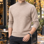 Men's Cashmere Mock Neck Jumper – Ribbed Roll Neck Knitwear