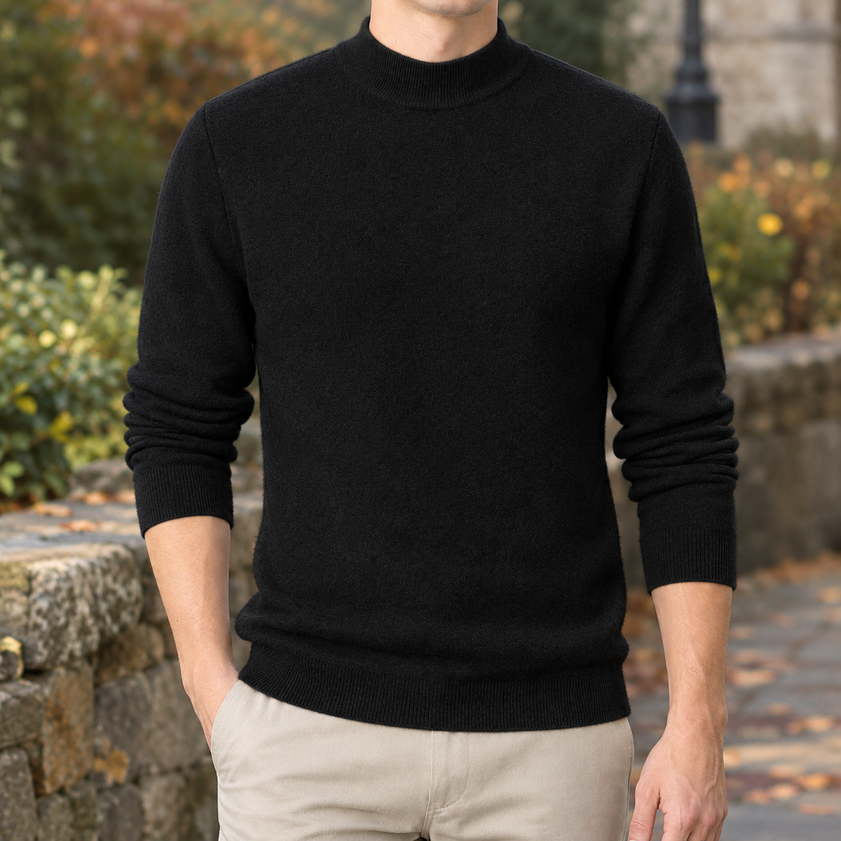 Men's Mock Neck Jumper – Slim Fit Winter Knitwear