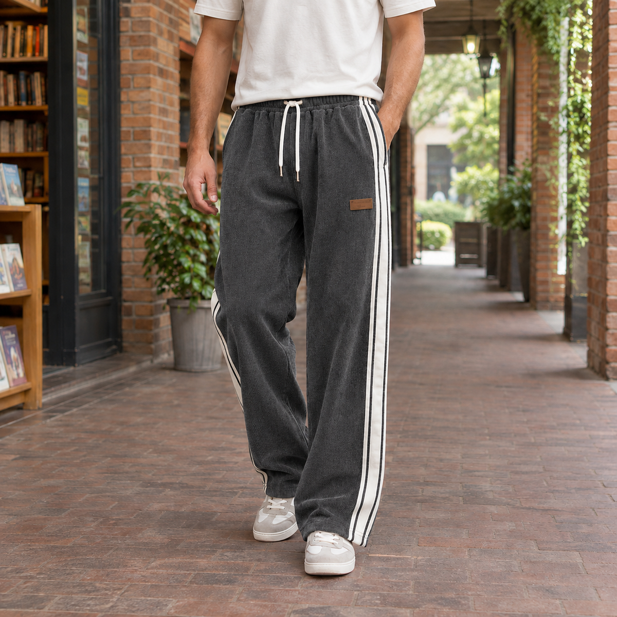 Men's Straight Leg Jogger Trousers – Ribbed Textured Fit