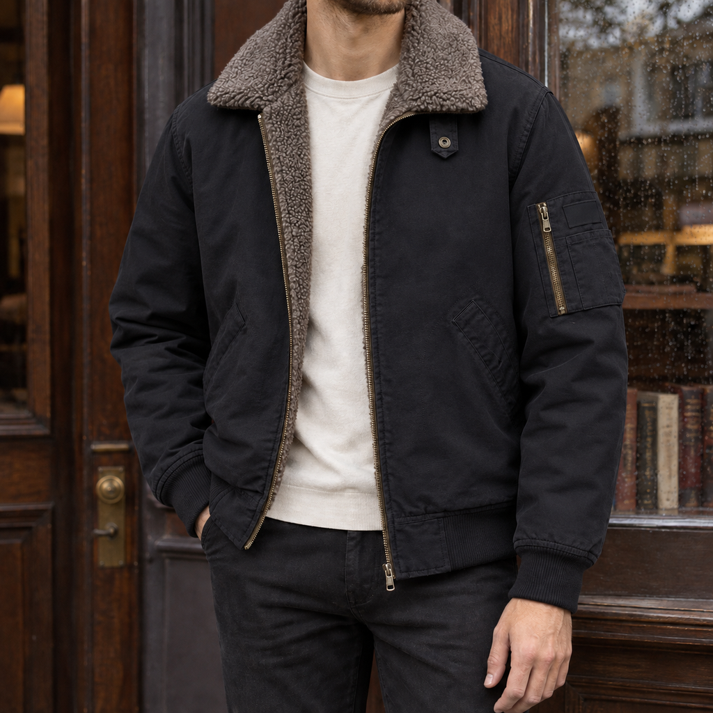 Men's Fleece-Lined Pilot Jacket – Winter Jacket
