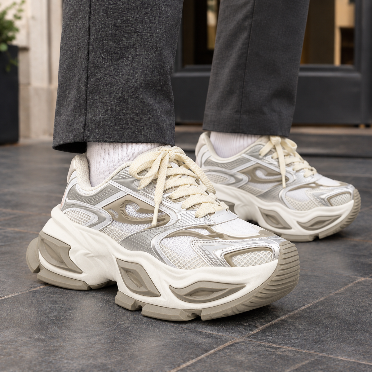 Men's Chunky Trainers – Leather Look Platform Sneakers