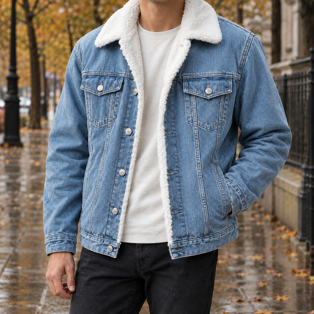Men's Sherpa-Lined Denim Jacket – Winter Jacket
