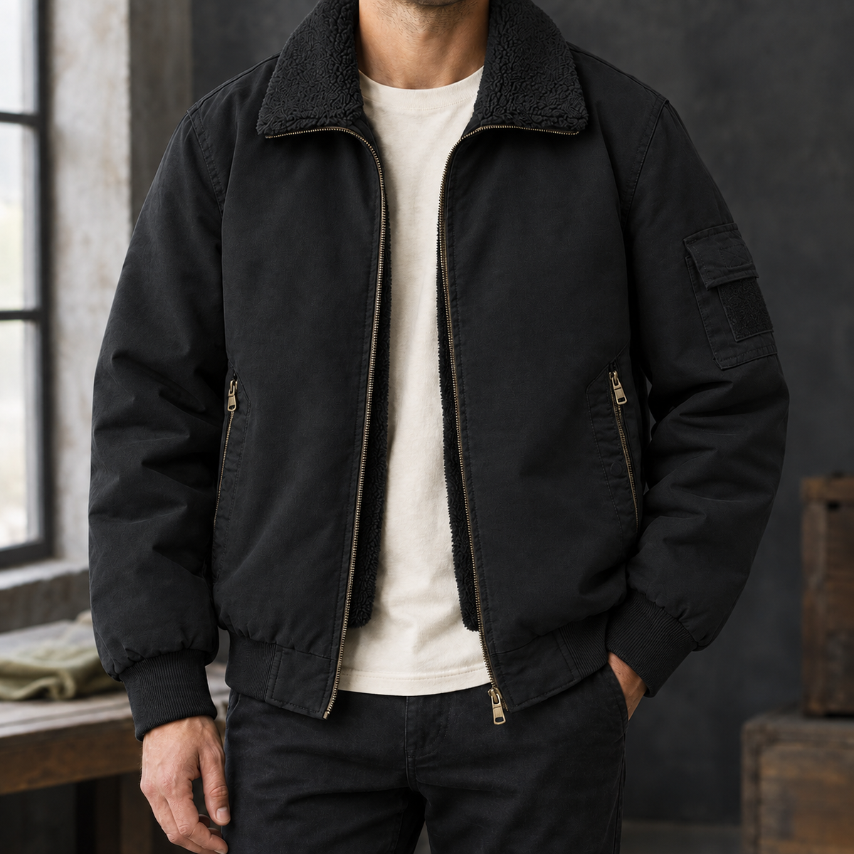 Men's Utility Jacket – Fleece Lined Winter Jacket