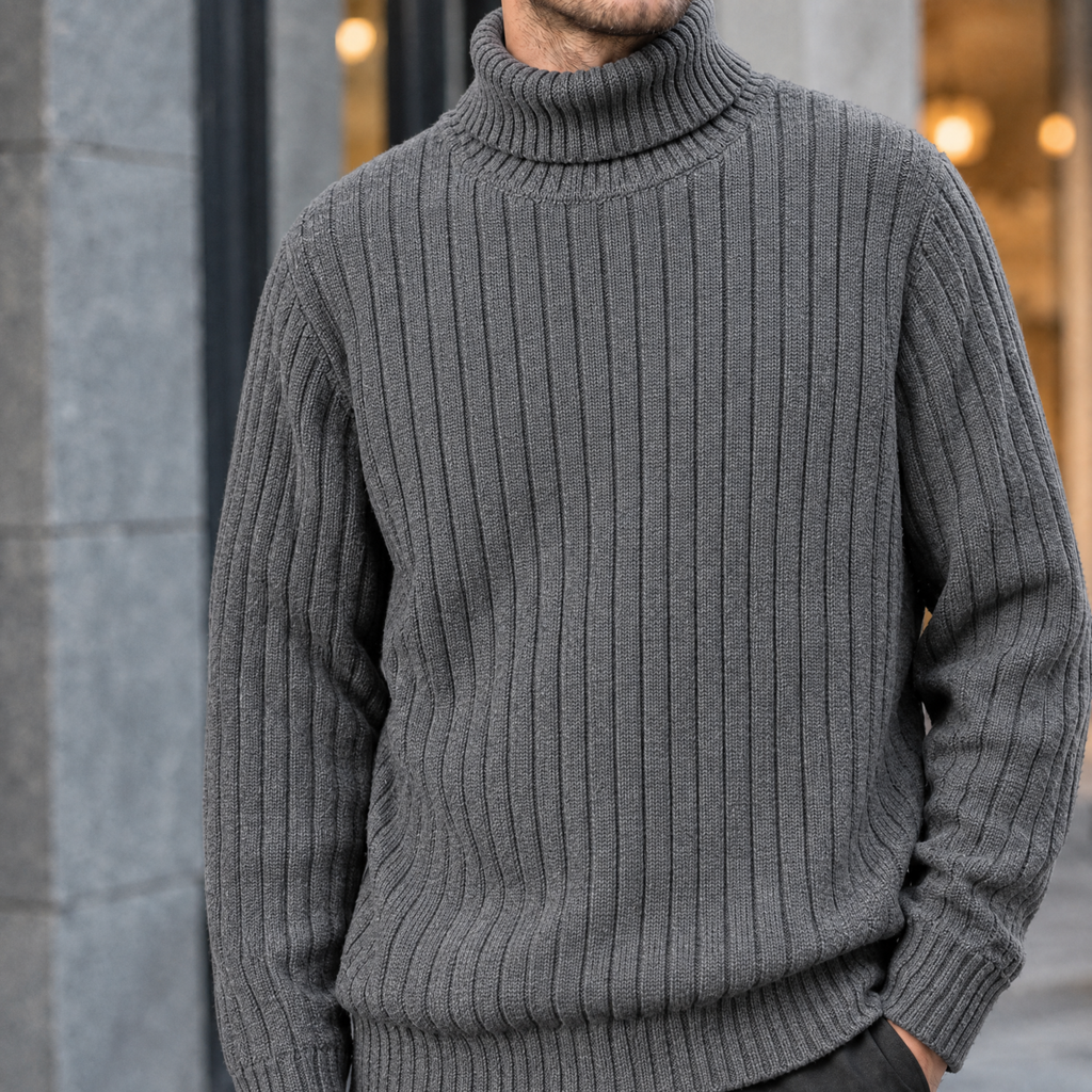 Men's Ribbed Roll Neck Jumper – Winter Knitwear