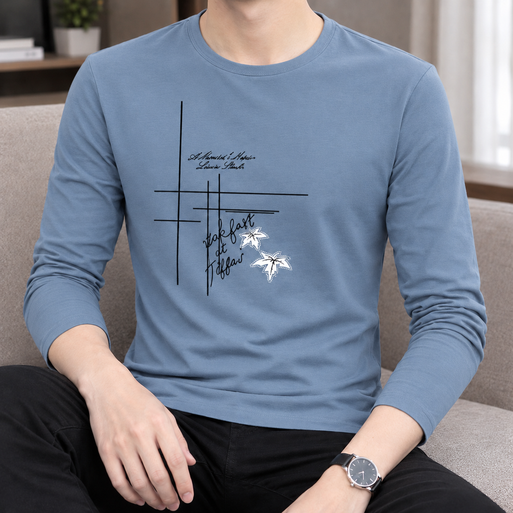 Men's Long Sleeve Crew Neck Top – Lightweight Slim Fit Tee