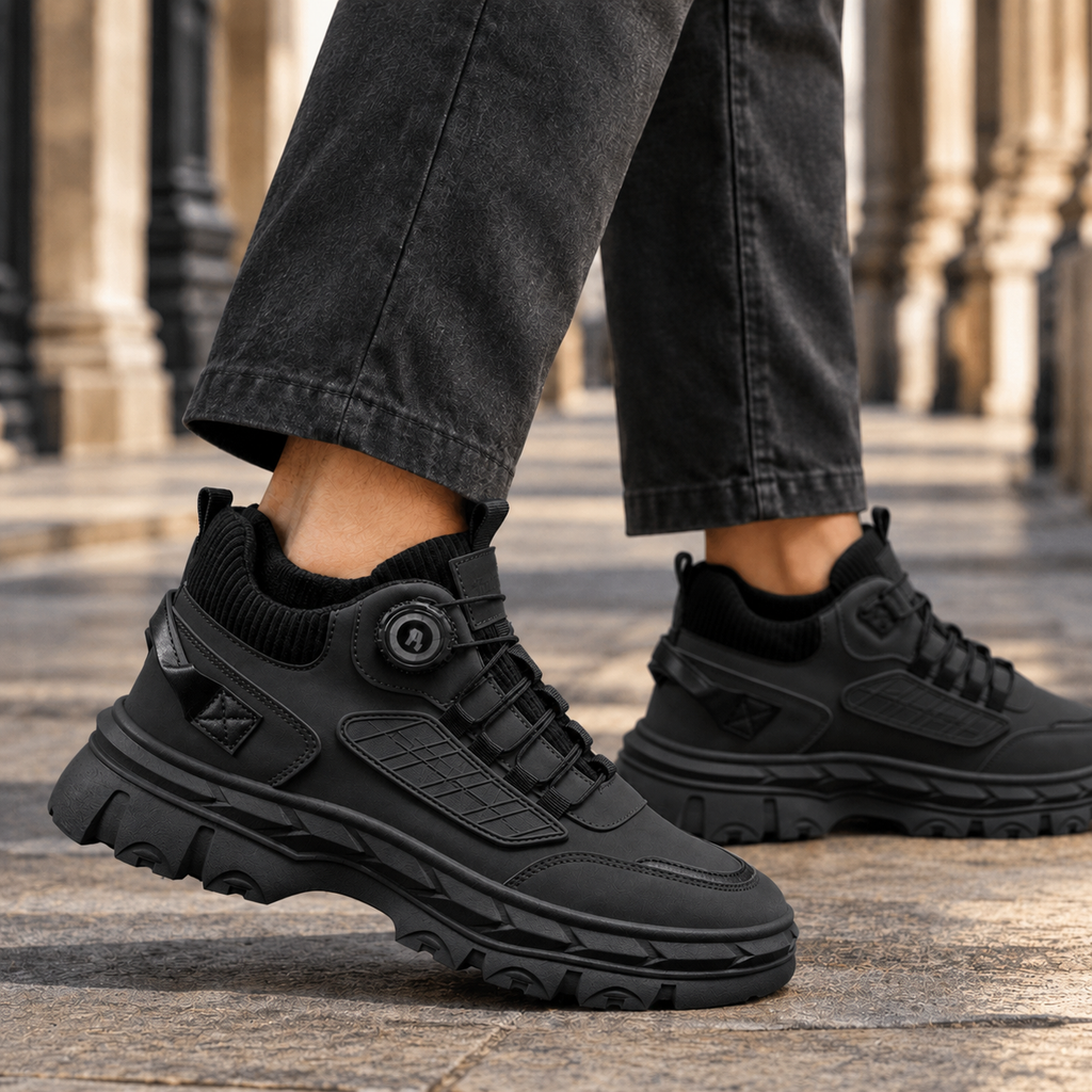 Men's Leather Look Chunky Trainers – Platform Sole Trainers