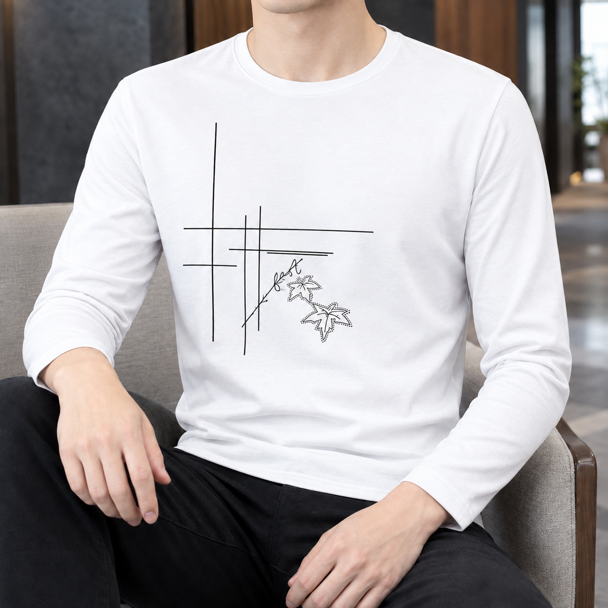 Men's Silk-Touch Crew Neck Top – Long Sleeve Smart Tee
