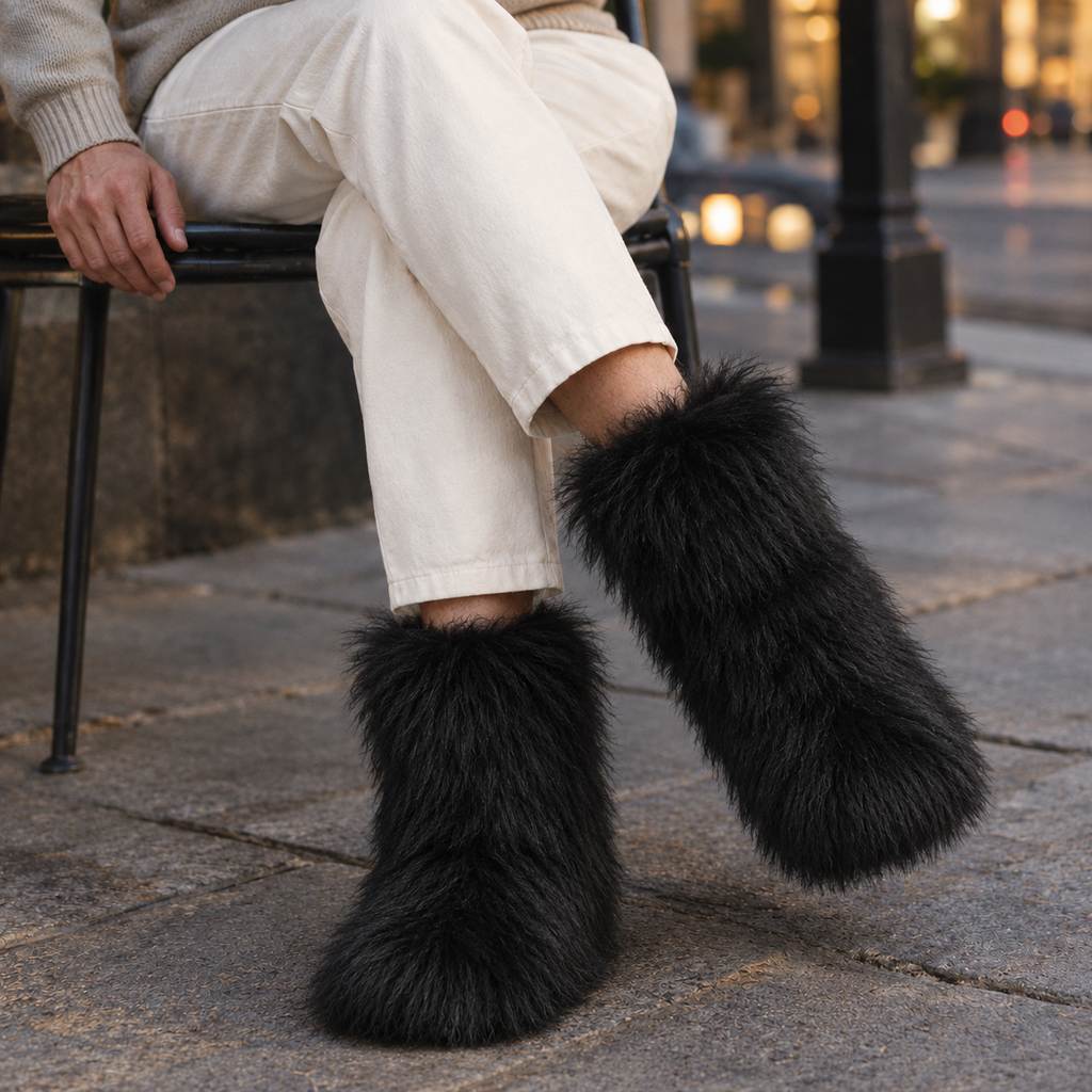 Men's Plush Lined Slip-On Boots – Warm Winter Boots