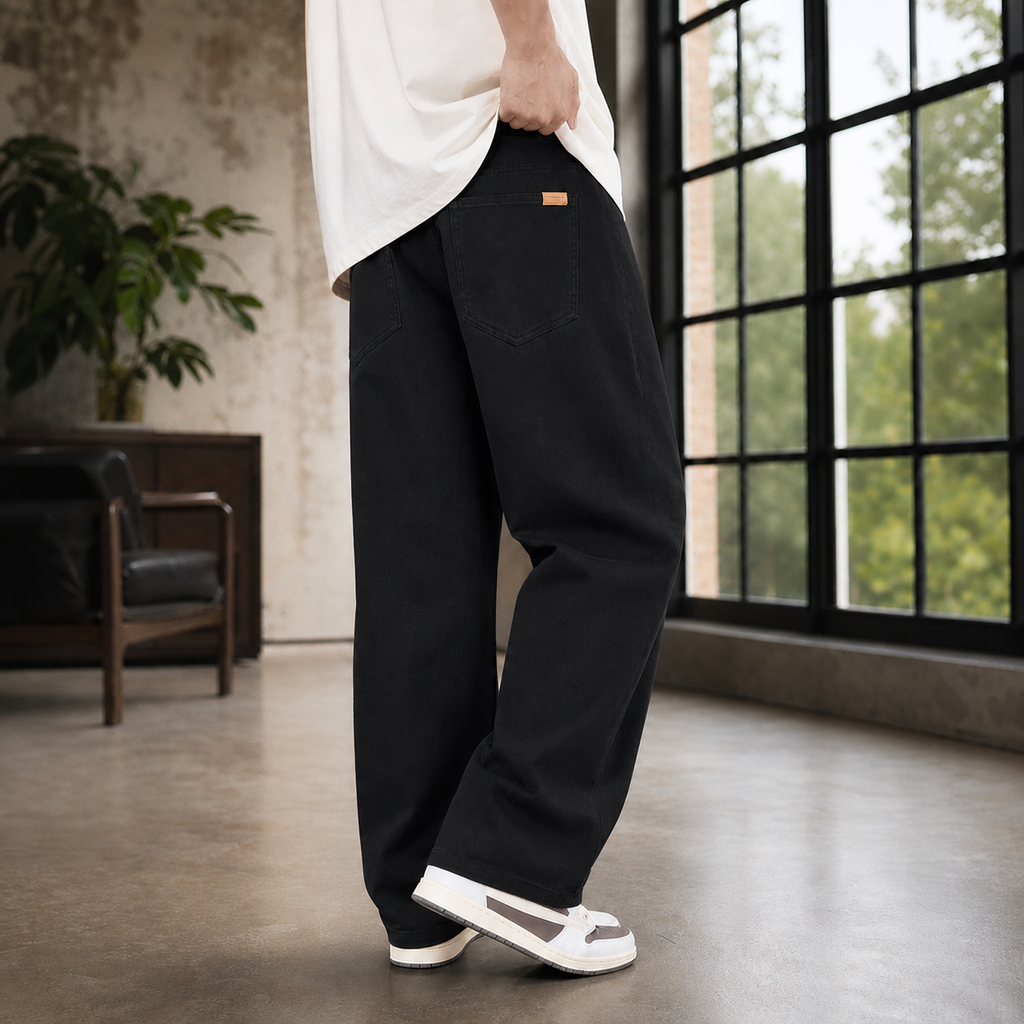 Men's Wide Leg Cotton Trousers – Relaxed Fit Trousers