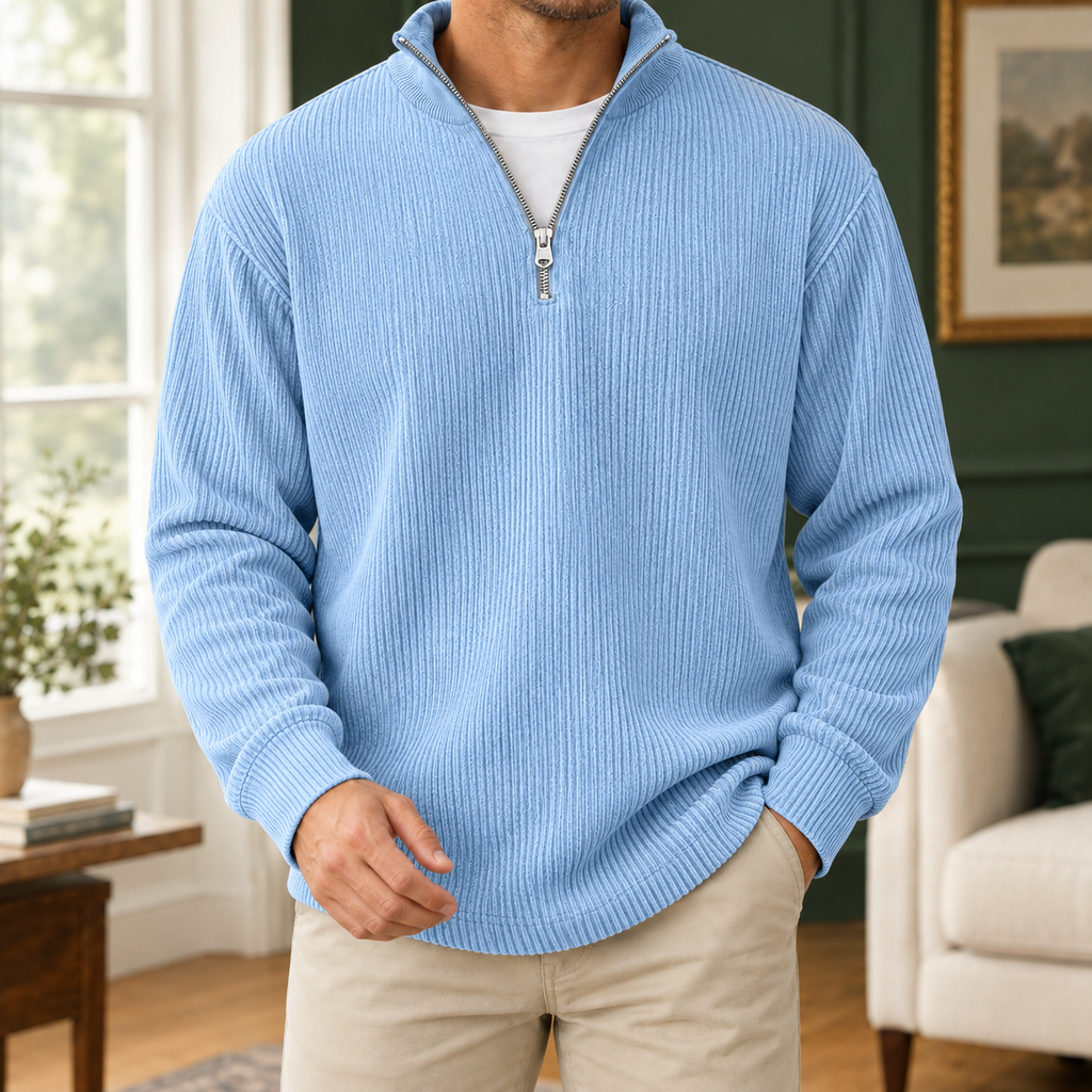 Men's Ribbed Quarter Zip Jumper – Winter Knitwear