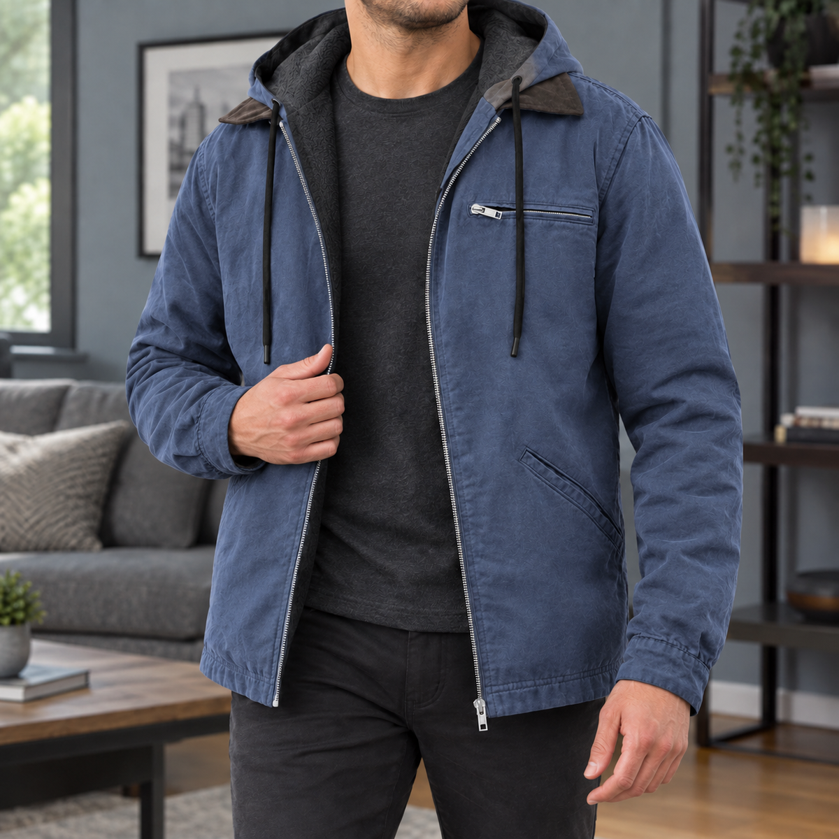 Men's Hooded Jacket – Fleece Lined Winter Jacket