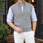Men's Ribbed Knit Zip Vest – Sleeveless Layering Knitwear