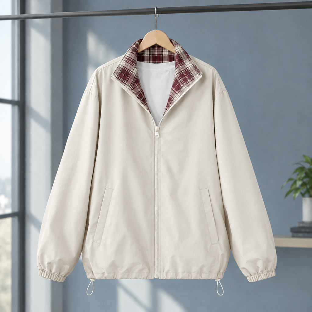 Men's Checked Collar Zip Jacket – Winter Jacket
