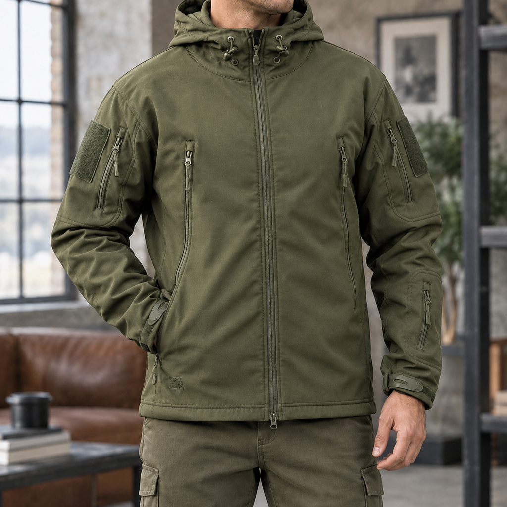 Men's Hooded Tactical Jacket – Soft Woven Winter Jacket