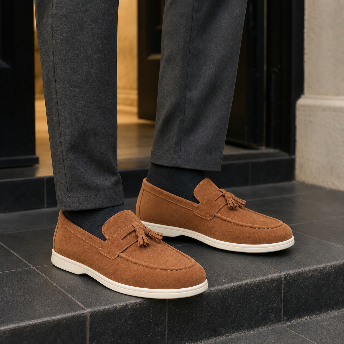 Men's Leather Look Tassel Loafers – Smart Casual Shoes