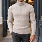 Men's Cable Knit Roll Neck Jumper – Slim Fit Winter Knitwear