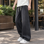 Men's Relaxed Wide Leg Jeans – Drawstring Waist Denim