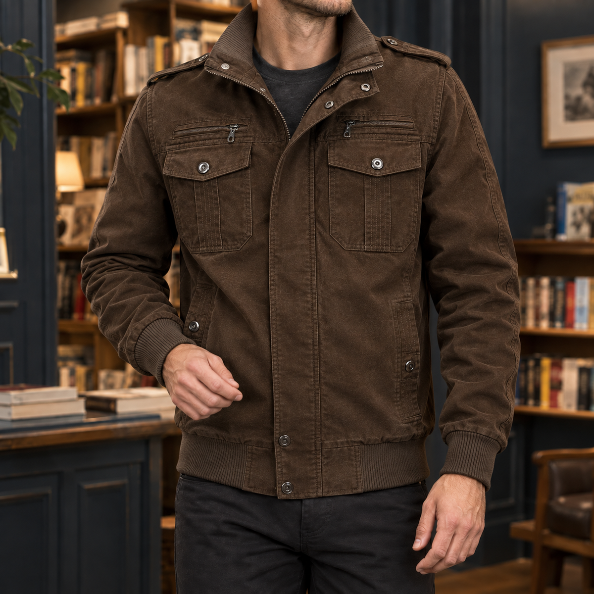 Men's Cotton Blend Utility Jacket – Winter Jacket