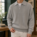 Men's Quarter Zip Jumper – Textured Knit Pullover