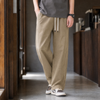 Men's Relaxed Fit Cotton Trousers – Wide Leg Trousers