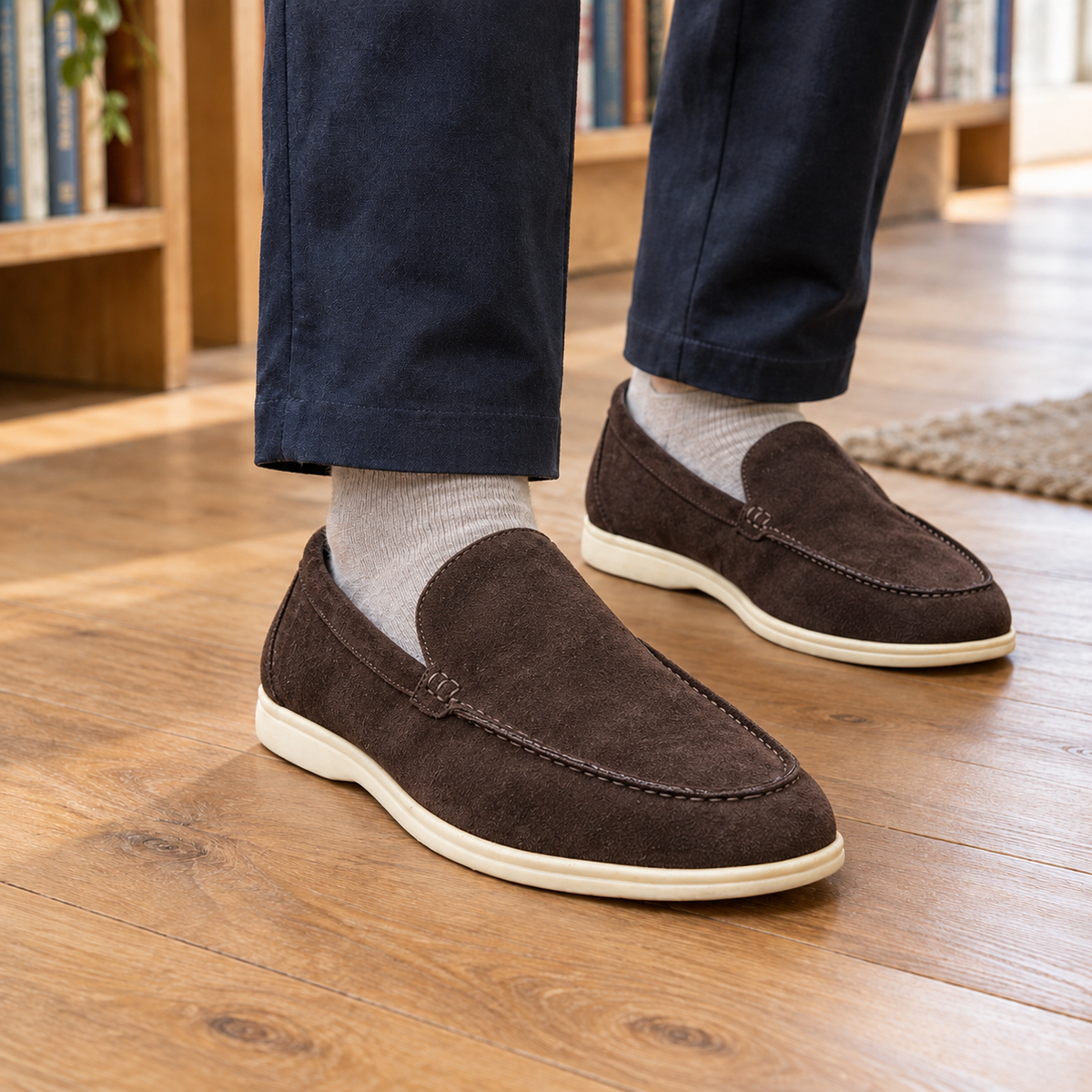 Men's Suede Loafers with Wedge Sole – Smart Casual Shoes