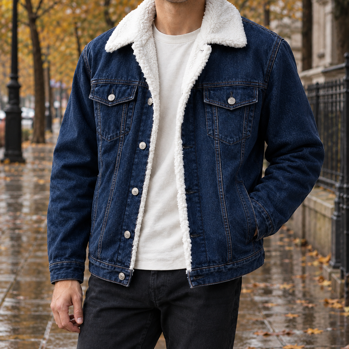 Men's Sherpa-Lined Denim Jacket – Winter Jacket