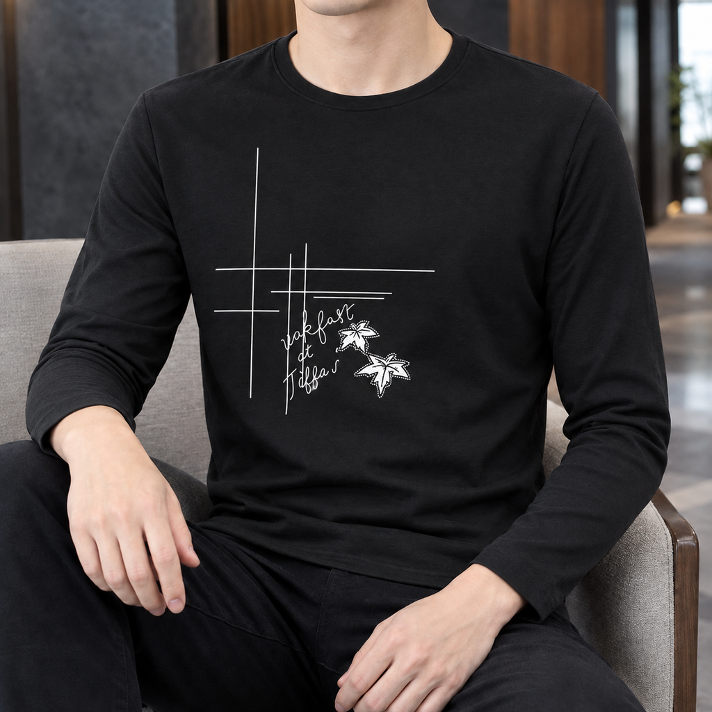 Men's Silk-Touch Crew Neck Top – Long Sleeve Smart Tee