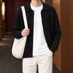 Men's Textured Knit Cardigan – Button Front Winter Cardigan