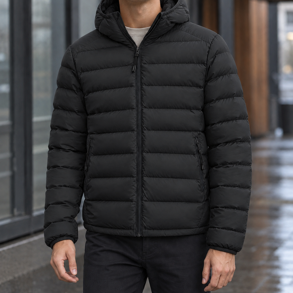 Men's Hooded Puffer Jacket – Padded Winter Coat