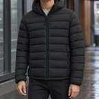 Men's Hooded Puffer Jacket – Padded Winter Coat