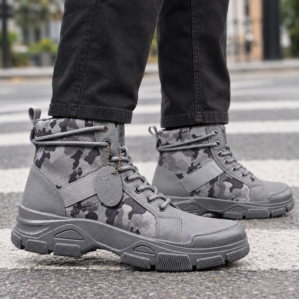 Men's Camouflage Lace-Up Boots – Chunky Lug Sole