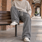 Men's Wide Leg Cotton Trousers – Relaxed Drawstring Trousers