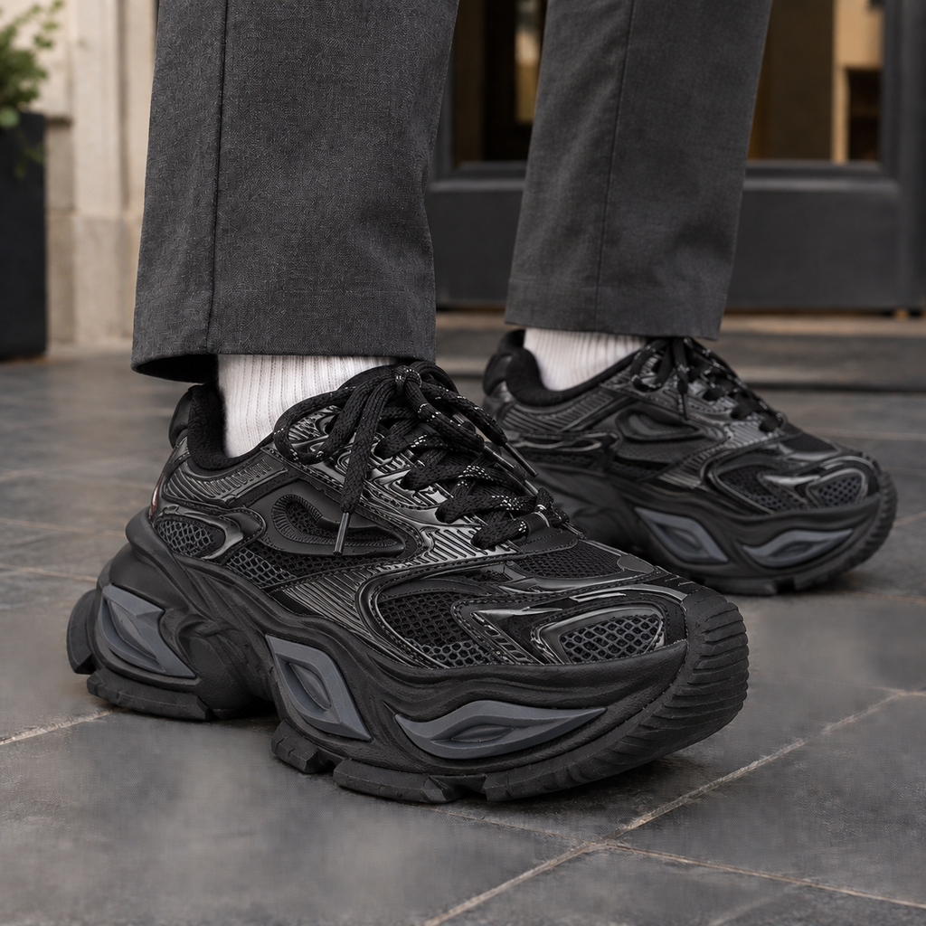 Men's Chunky Trainers – Leather Look Platform Sneakers